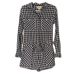 Denim & Supply Ralph Lauren Small Navy White Gingham Checkered Tie Waist Romper